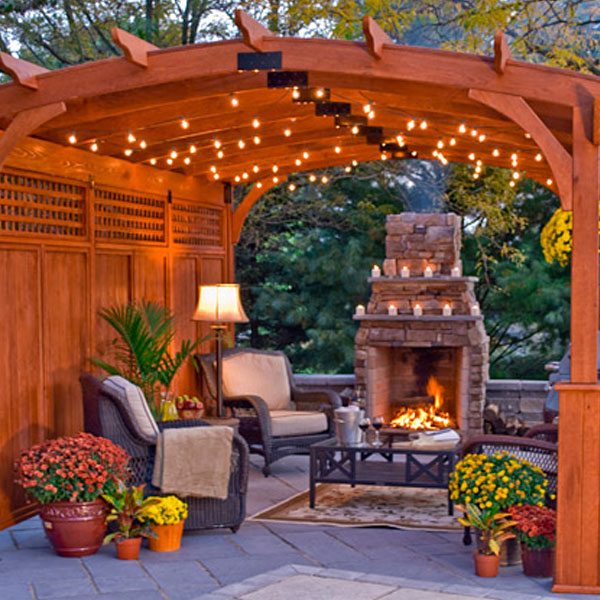 arched wooden hearthside pergola austin tx