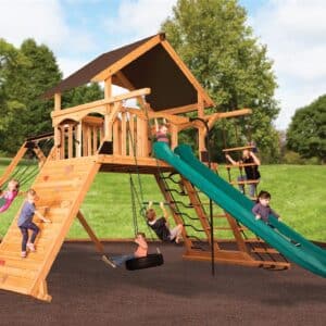 titan peak jumbo 1 w/ tarp roof mahogany playset