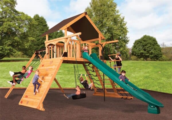 titan peak jumbo 1 w/ tarp roof mahogany playset